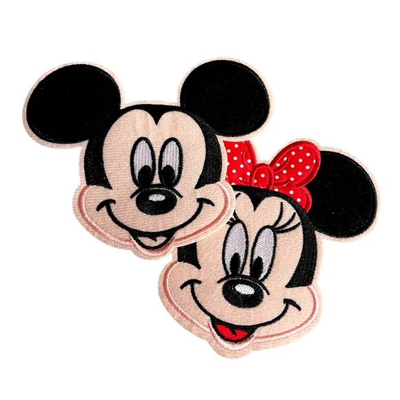 Minnie Mickey Mouse Patches 2 PC Oversized Disney Kids Large Iron On Embroidered - Picture 2 of 4